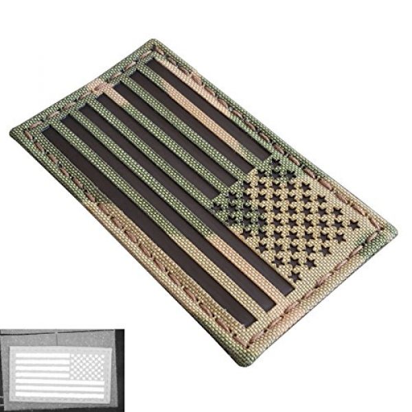Tactical Freaky Airsoft Morale Patch 1 Multicam Infrared IR USA American Reversed Flag 3.5x2 IFF Tactical Morale Fastener Patch