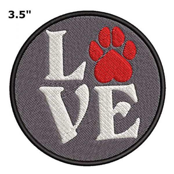 Appalachian Spirit Airsoft Morale Patch 2 Love Red Paw Print Dog Breeds Canine 3.5" Embroidered Patch DIY Iron-on or Sew-on Decorative Applique Pug Labrador Lab Retriever German Shepherd Bulldog Beagle Poodles Dachshunds Cat Tiger Lion