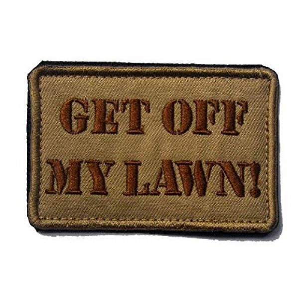 Tactical Embroidery Patch Airsoft Morale Patch 1 Get Off My Lawn Tactical Embroidery Patch Hook & Loop Morale Patch Military Patch for Clothing Accessory Backpack Armband (tan)
