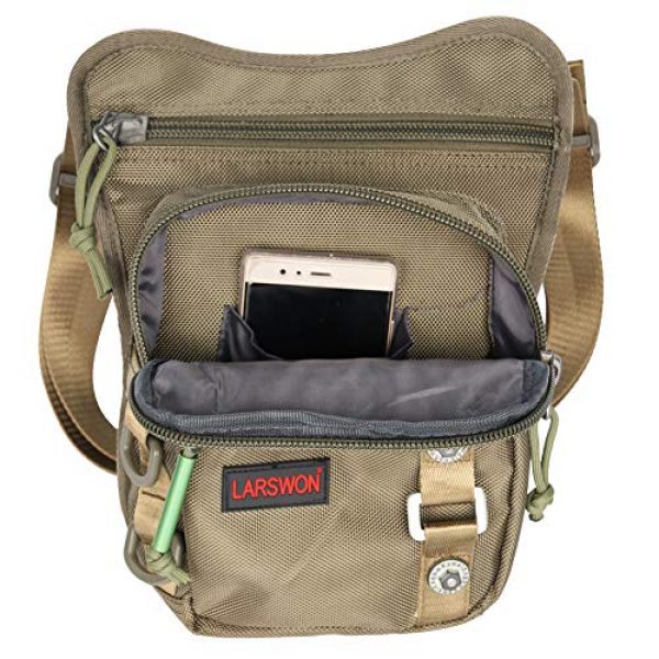 Larswon Tactical Pouch 3 Larswon Thigh Pack, Leg Bag Thigh Pouch Bag Tactical Waist Bag Motrocycle Bag Waterproof Green