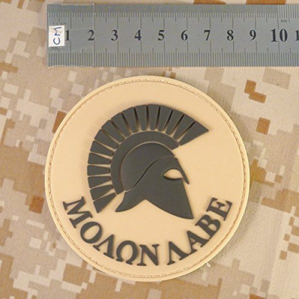 LEGEEON Airsoft Morale Patch 4 Desert Arid Spartan Molon Labe AOR1 US Navy Seals Morale Tactical PVC Rubber Touch Fastener Patch