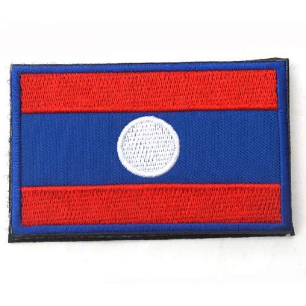 Tactical Embroidery Patch Airsoft Morale Patch 2 2pcs Laos Flag Embroidery Patch Military Tactical Morale Patch Badges Emblem Applique Hook Patches for Clothes Backpack Accessories