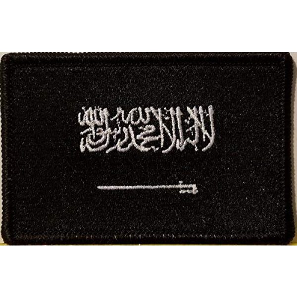 Fast Service Designs Airsoft Morale Patch 1 Saudi Arabia Flag Embroidered Patch with Hook & Loop Morale Tactical Emblem Black Border (Black & White Version #8)