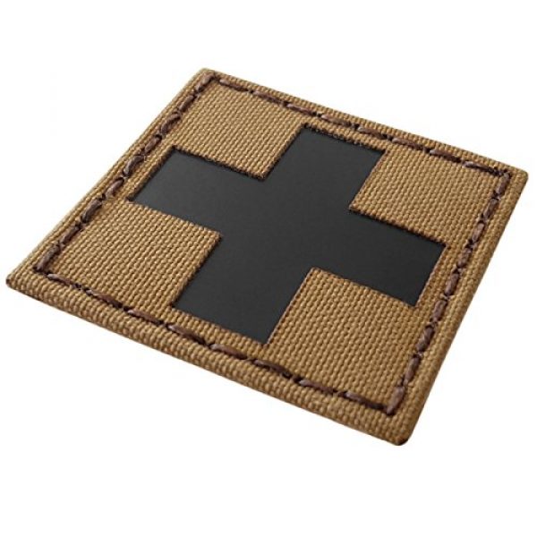 Tactical Freaky Airsoft Morale Patch 4 Red Cross Coyote Brown Tan Infrared IR MED Medical EMS EMT 2x2 Tactical Morale Touch Fastener Patch