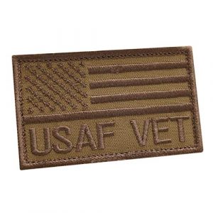 LEGEEON Airsoft Morale Patch 1 LEGEEON Coyote Brown USAF Veteran Vet 2x3.25 US Air Forces Morale Tactical Hook&Loop Cap Patch