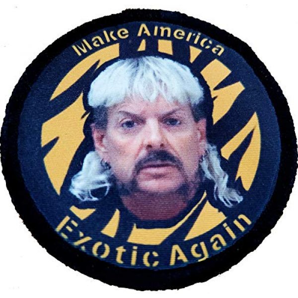 RedheadedTshirts Airsoft Morale Patch 1 Make America Exotic Again Tiger King Morale Patch Redheadedtshirts Made in The USA Hook and Loop