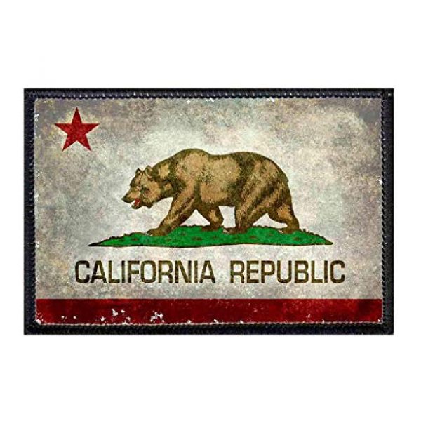 P PULLPATCH Airsoft Morale Patch 1 California State Flag - Color - Distressed Morale Patch | Hook and Loop Attach for Hats, Jeans, Vest, Coat | 2x3 in | by Pull Patch