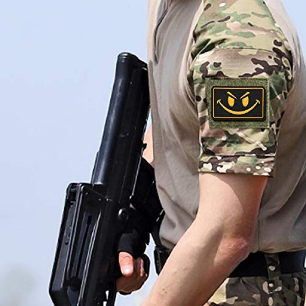 MORTHOME Airsoft Morale Patch 3 MORTHOME Original Smiley Face Embroidered/PVC Rubber Morale Hook Loop Backing Patch (Yellow, PVC)