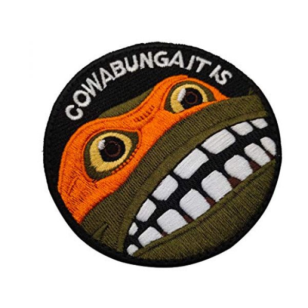 ODSP Airsoft Morale Patch 7 Cowabunga It is Embroidered Patch Sew on Appliques Decorate Badge Hook-Backed Morale Patches Emblem DIY Accessories 3 Inch