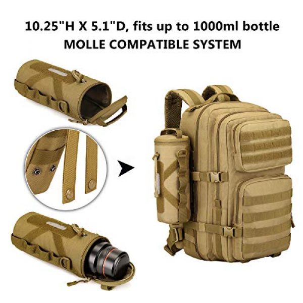 Protector Plus Tactical Pouch 4 Protector Plus Tactical Water Bottle Pouch Military MOLLE Attachment Kettle Holder Bag H2O Drinks Carrier Case (Patch Included)