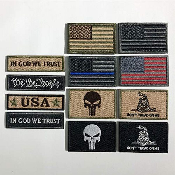 XUNQIAN Airsoft Morale Patch 2 Bundle 12 Pieces USA Flag Patch Thin Blue Line Tactical American Flag US United States Military Morale Patches Set for Caps,Bags,Backpacks,Tactical Vest,Military Uniforms (D-USA Patch)