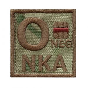 LEGEEON Airsoft Morale Patch 1 LEGEEON Multicam ONEG O- NKA Blood Type IFAK No Knows Allergies Morale Army Tactical Hook&Loop Patch