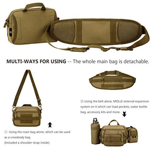 Protector Plus Tactical Pouch 5 Protector Plus Tactical Fanny Pack Military Running Waist Bag Sling Hip Belt MOLLE Army Lumbar Gear Pouch (Patch Included)