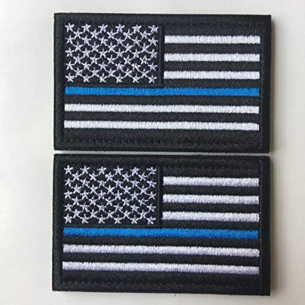 Hng Kiang Hu Airsoft Morale Patch 2 Bundle 2 Pieces-Tactical Police Law Enforcement Thin Blue Line American Flag US United States of America Military Morale Patches (Black-Blue Thin)