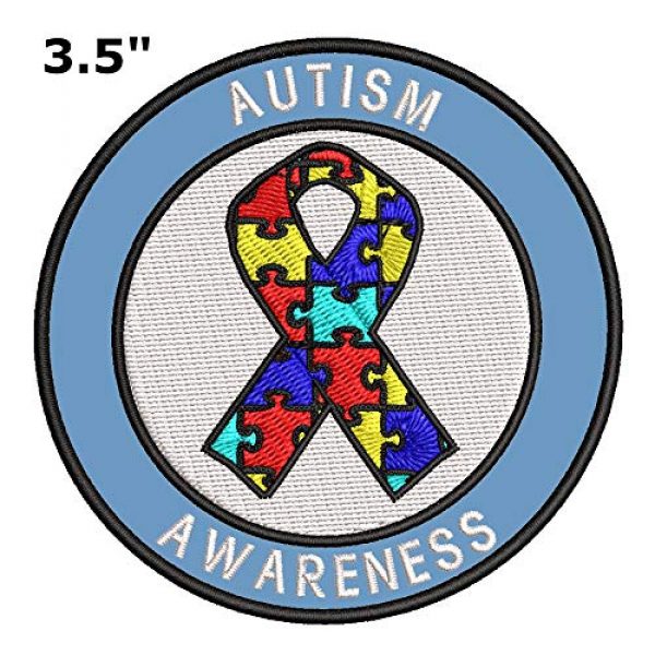 Appalachian Spirit Airsoft Morale Patch 2 Autism Awareness Support Puzzle Ribbon 3.5" Round Embroidered Patch DIY Iron or Sew-on Decorative Vacation Travel Souvenir Applique