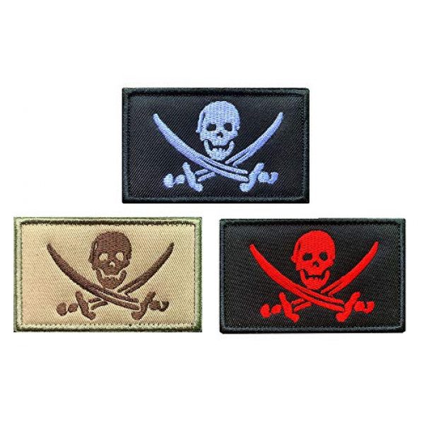 Antrix Airsoft Morale Patch 1 Antrix 3 Pcs Black Red Brown Pirate Flag Patch Jolly Roger Captain Jack Tactical Military Emblem Badge Hook & Loop Patch for Backpacks Caps Hats Vests Military Uniforms Etc.
