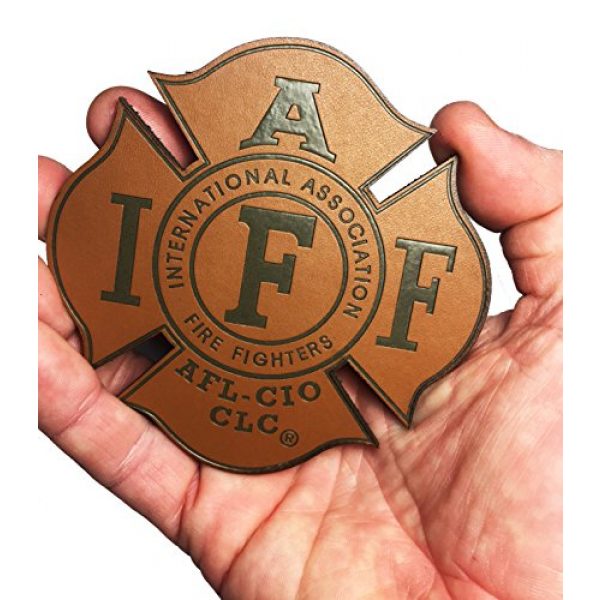 Empire Tactical USA Airsoft Morale Patch 2 Genuine Leather IAFF UNION 4" (hook/loop) Firefighter/EMT/Paramedic Morale PATCH