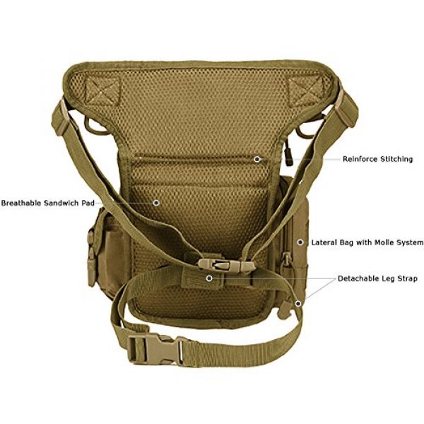 MAXTRA Tactical Pouch 4 Military Tactical Drop Leg Bag Tool Fanny Thigh Pack Leg Rig Utility Pouch Paintball Airsoft Motorcycle Riding Thermite Versipack, Tan