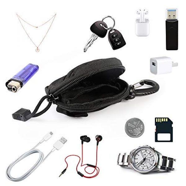 Picowe Tactical Pouch 4 Picowe 6 Pack Tactical Pouch Keychain Wallet, Professional EDC Molle Bag Accessories for Military Gear Bags, Small Coin Purse with Hook for Camping Hunting Shooting (Black)
