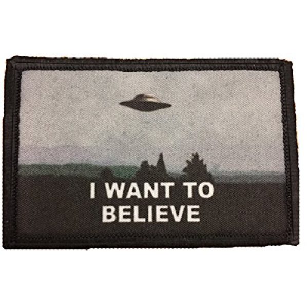 RedheadedTshirts Airsoft Morale Patch 1 I Want To Believe X Files Morale Patch. Perfect for your Tactical Military Army Gear, Backpack, Operator Baseball Cap, Plate Carrier or Vest. 2x3" Hook and Loop Patch. Made in the USA
