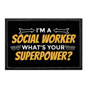 P PULLPATCH Airsoft Morale Patch 1 I'm A Social Worker What's Your Super Power - Orange Morale Patch | Hook and Loop Attach for Hats, Jeans, Vest, Coat | 2x3 in | by Pull Patch