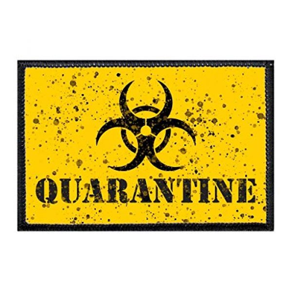 P PULLPATCH Airsoft Morale Patch 1 Quarantine | Hook and Loop Attach for Hats, Jeans, Vest, Coat | 2x3 in | by Pull Patch