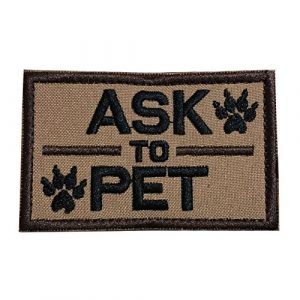 TrendyLuz Airsoft Morale Patch 1 TrendyLuz Ask to Pet, K9 Service Dog Embroidered Tactical Morale Hook & Loop Patch (Coyote Brown)