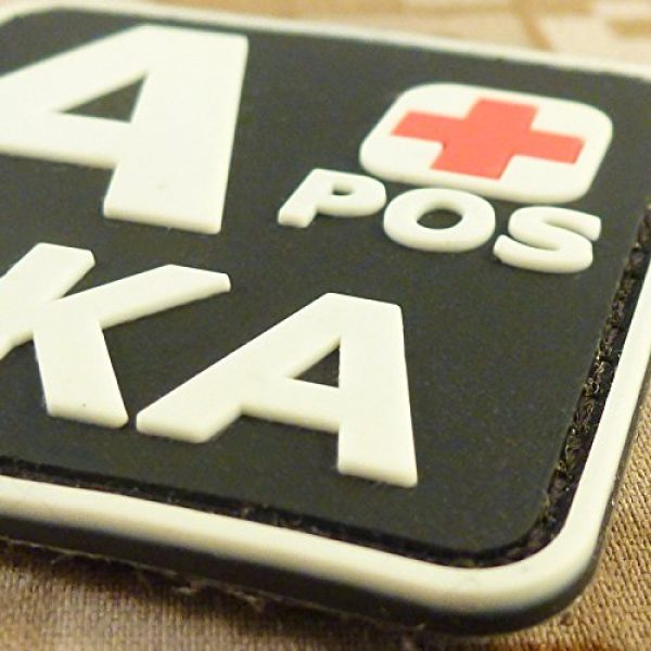 LEGEEON Airsoft Morale Patch 5 LEGEEON Glow Dark APOS A+ NKA Blood Type No Known Allergies Tactical Morale PVC Rubber Touch Fastener Patch