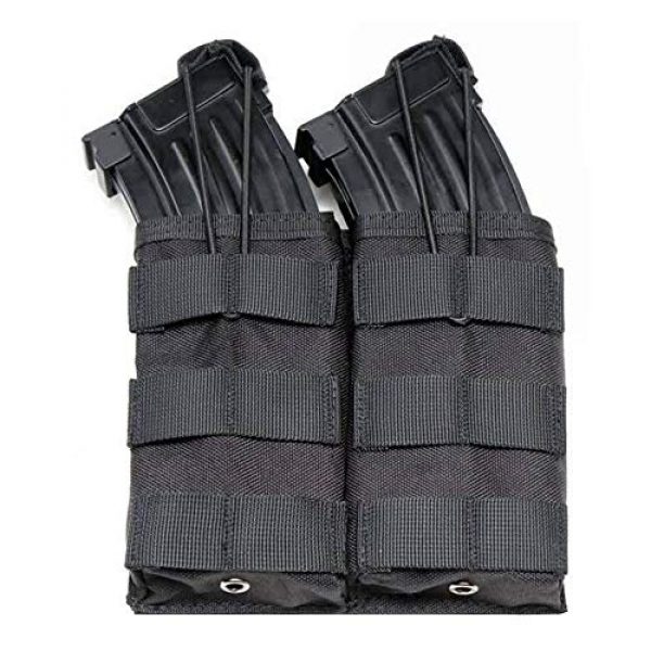 ATBP Tactical Pouch 3 ATBP Large Tactical Molle Drawstring Dump Pouch Rifles Magazine Utility Tool Belt Fanny Hip Holster Water Bottle Holder Waist Bag Pack (Black,Double for Rifle)