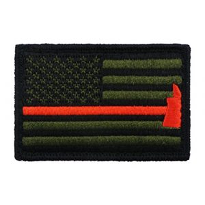 Morale Tags Airsoft Morale Patch 1 Firefighter Axe US Flag Thin Red Line Hook and Loop Morale Patch United States (Green and Black)