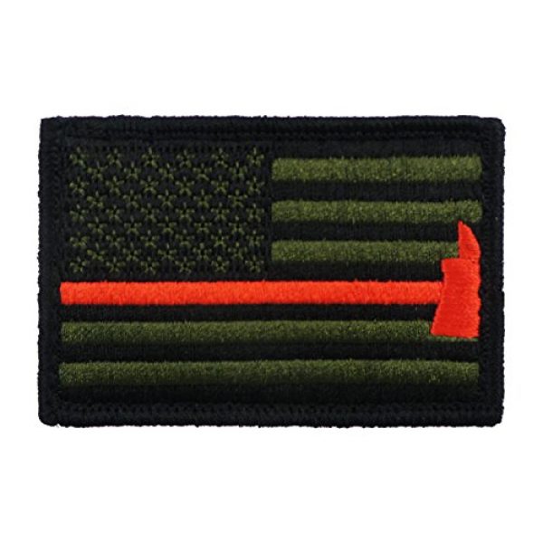 Morale Tags Airsoft Morale Patch 1 Firefighter Axe US Flag Thin Red Line Hook and Loop Morale Patch United States (Green and Black)