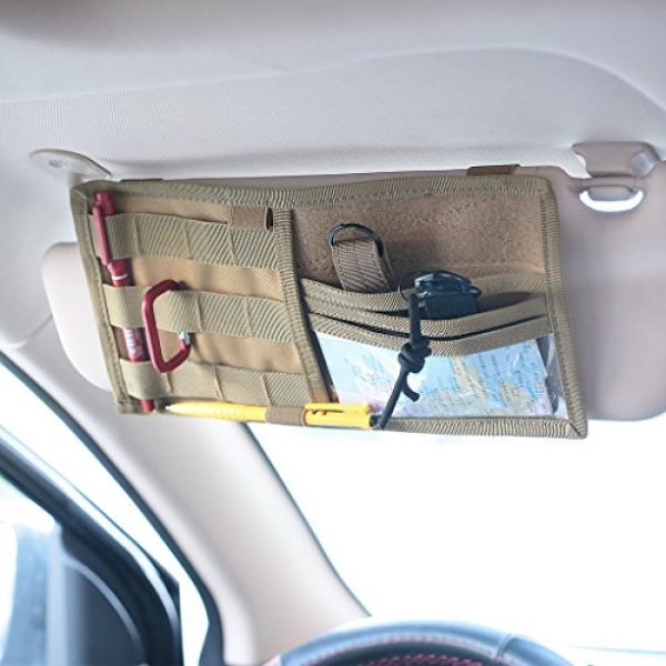 LIVIQILY Tactical Pouch 5 LIVIQILY Tactical MOLLE Vehicle Visor Panel Truck Car Sun Visor Organizer Holder Pouch Sunshade Storage Bag Fits Most Vehicles