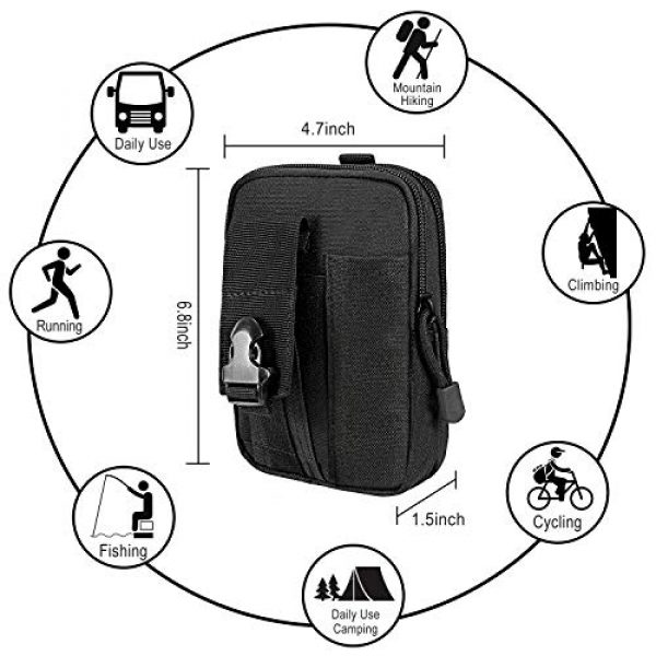 Boruk Tactical Pouch 5 Boruk Universal Outdoor Tactical Molle Pouch, EDC Waist Bag Pocket Organizer for iPhone X Samsung S8 & Less Than 6.2" Smartphone