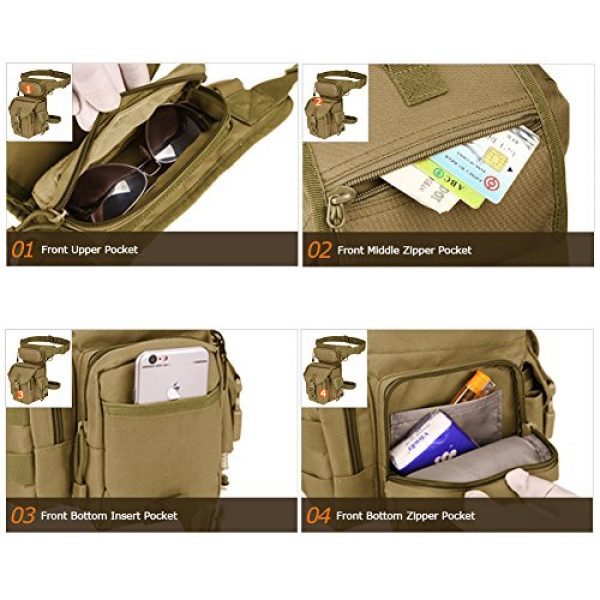 MAXTRA Tactical Pouch 5 Military Tactical Drop Leg Bag Tool Fanny Thigh Pack Leg Rig Utility Pouch Paintball Airsoft Motorcycle Riding Thermite Versipack, Tan