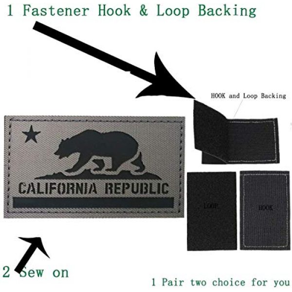 ODSP Airsoft Morale Patch 5 Reflective California State Flag Patch Tactical Military Morale Patches for Hats, Jeans, Jackets, Vest, Coat, Clothes - Fastener Hook and Loop Backing - 3.54 x 1.97Inch
