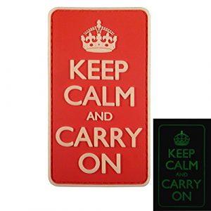 LEGEEON Airsoft Morale Patch 1 LEGEEON Keep Calm Carry On WW2 WWII Morale PVC 3D Hook&Loop Patch