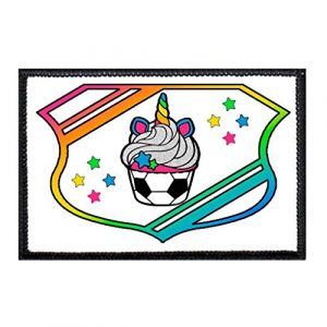 P PULLPATCH Airsoft Morale Patch 1 Sparkling Pink Rainbow Unicorn Cupcakes Morale Patch | Hook and Loop Attach for Hats, Jeans, Vest, Coat | 2x3 in | by Pull Patch