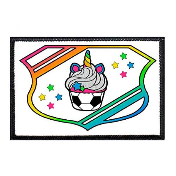P PULLPATCH Airsoft Morale Patch 1 Sparkling Pink Rainbow Unicorn Cupcakes Morale Patch | Hook and Loop Attach for Hats, Jeans, Vest, Coat | 2x3 in | by Pull Patch