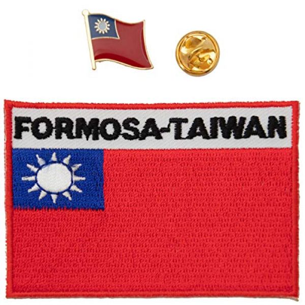 A-ONE Airsoft Morale Patch 1 A-ONE 2PCS Pack-Taiwan Flag Patch+Taiwan Lapel Pin, Morale Patch International Embroidered Stick On, Iron On or Sew On Flag Patch