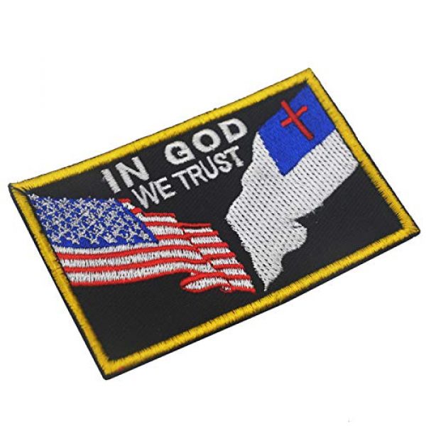 ODSP Airsoft Morale Patch 7 in God we Trust American US Christian Cross Flag Military Tactical Morale Embroidered Hook & Loop Patch