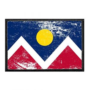 P PULLPATCH Airsoft Morale Patch 1 Denver City Flag - Color - Distressed Morale Patch | Hook and Loop Attach for Hats, Jeans, Vest, Coat | 2x3 in | by Pull Patch