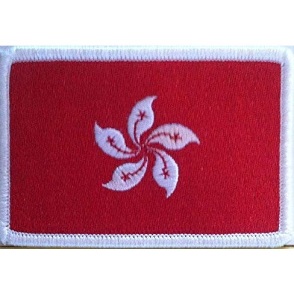 Fast Service Designs Airsoft Morale Patch 1 Hong Kong Flag Embroidered Patch with Hook & Loop Travel Morale Patriotic MC Biker Shoulder White Border Emblem #427