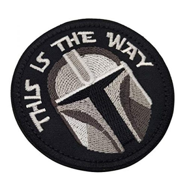 ODSP Airsoft Morale Patch 6 This is The Way Mandalorian Half Helmet Inspired Art Embroidered Fastener Hook and Loop Backing Tactical Morale Patch 3.15 Inch 2PCS