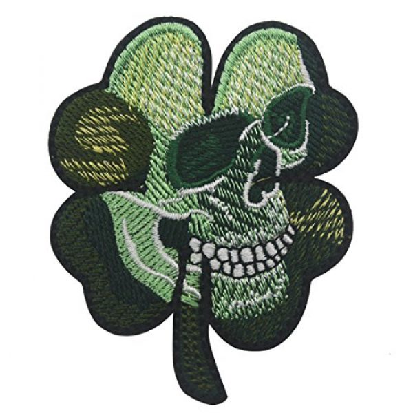 ODSP Airsoft Morale Patch 7 3PCS Small Realistic Cracked Skeleton Skull Within Irish Four Leaf Clover Tactical Patch Embroidered DIY Patches Applique Hook and Loop Backing for Backpacks Jackets Jeans Clothes-2.56 x 3.15 inches
