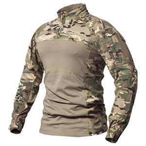 CARWORNIC Tactical Shirt 1 Gear Men's Tactical Military Combat Shirt Cotton Army Assault Camo Long Sleeve T Shirt