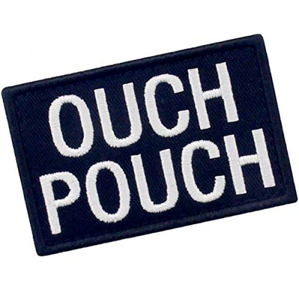 EmbTao Airsoft Morale Patch 3 Ouch Pouch Embroidered Patch Tactical Moral Applique Fastener Hook & Loop Emblem, White & Black
