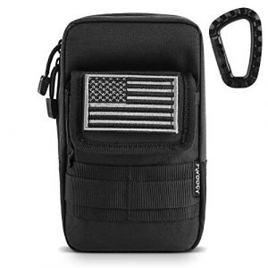 Pvnoocy Tactical Pouch 1 Pvnoocy 2 Pack Molle Pouches Tactical Waist Bag Water-Resistant EDC Small Pouch with D-Ring Hooks&U.S Patch