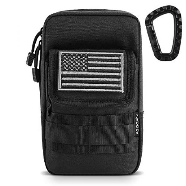Pvnoocy Tactical Pouch 1 Pvnoocy 2 Pack Molle Pouches Tactical Waist Bag Water-Resistant EDC Small Pouch with D-Ring Hooks&U.S Patch