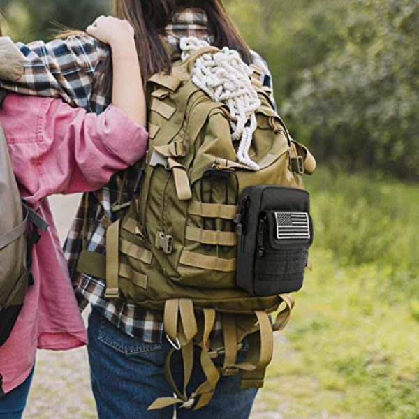 Pvnoocy Tactical Pouch 4 Pvnoocy 2 Pack Molle Pouches Tactical Waist Bag Water-Resistant EDC Small Pouch with D-Ring Hooks&U.S Patch