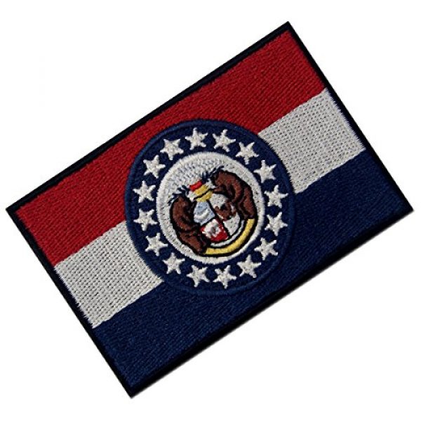 EmbTao Airsoft Morale Patch 3 Missouri State Flag Embroidered Emblem Iron On Sew On MO Patch